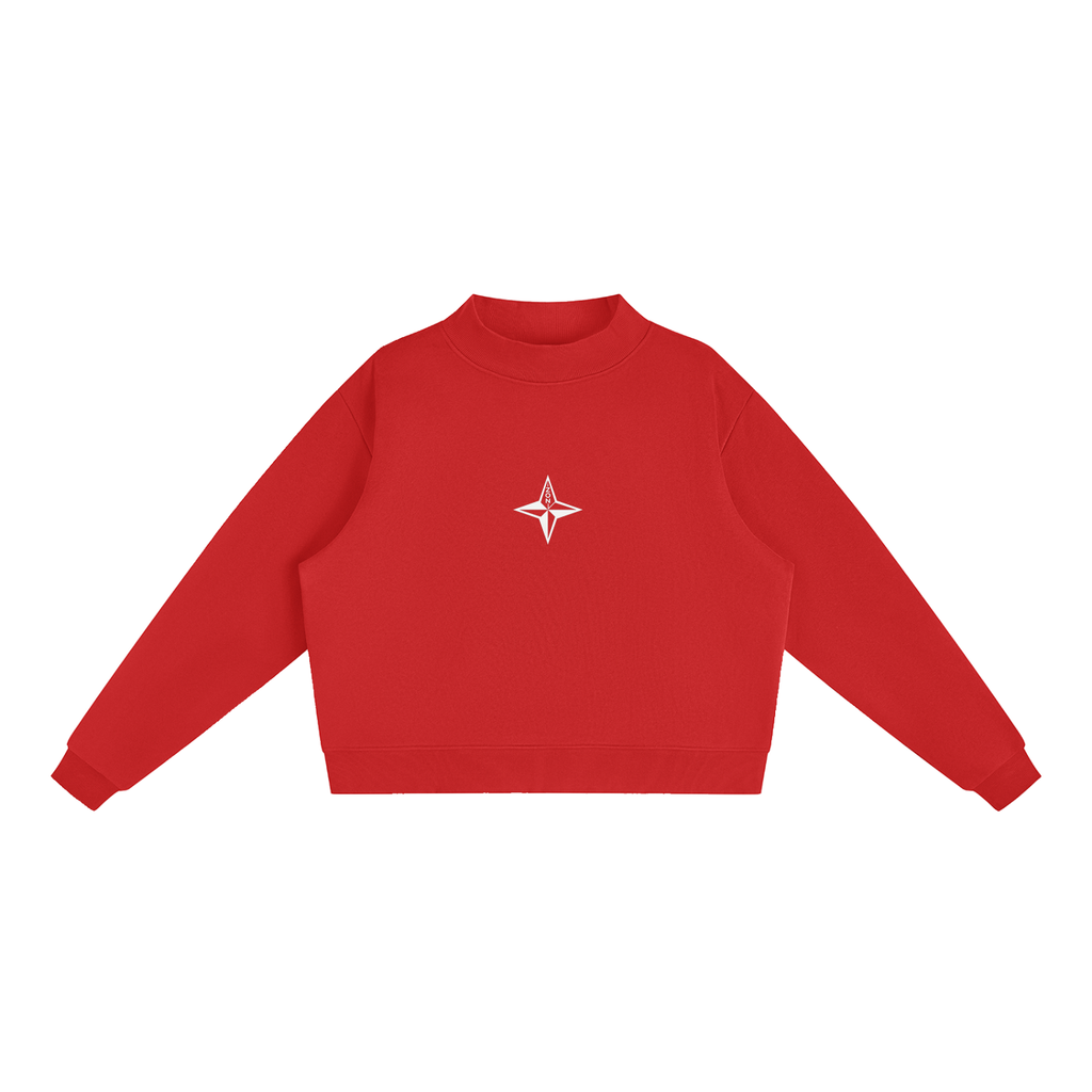 Essential Fleece Mock-Neck Crew Sweatshirt
